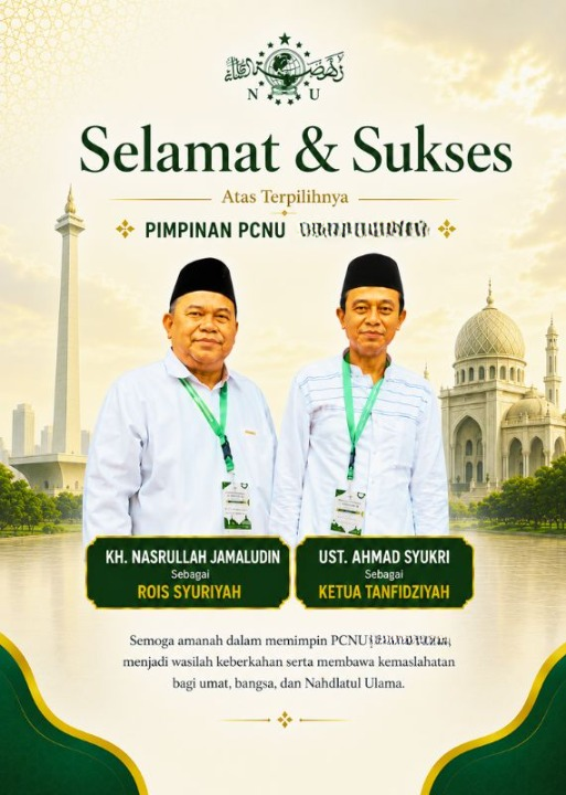 PCNU  Pengurus Cabang Kabupaten Bandung Rois Syuriyah KH Nasrullah Jamaludin dan Ketua Tanfidziyah Ust Ahmad Syukri